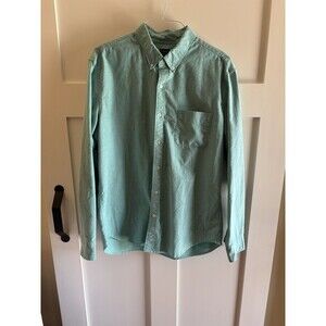 J.Crew Flex Oxford Button Down Shirt Men’s XL 17–17.5 Green Stretch Long Sleeve